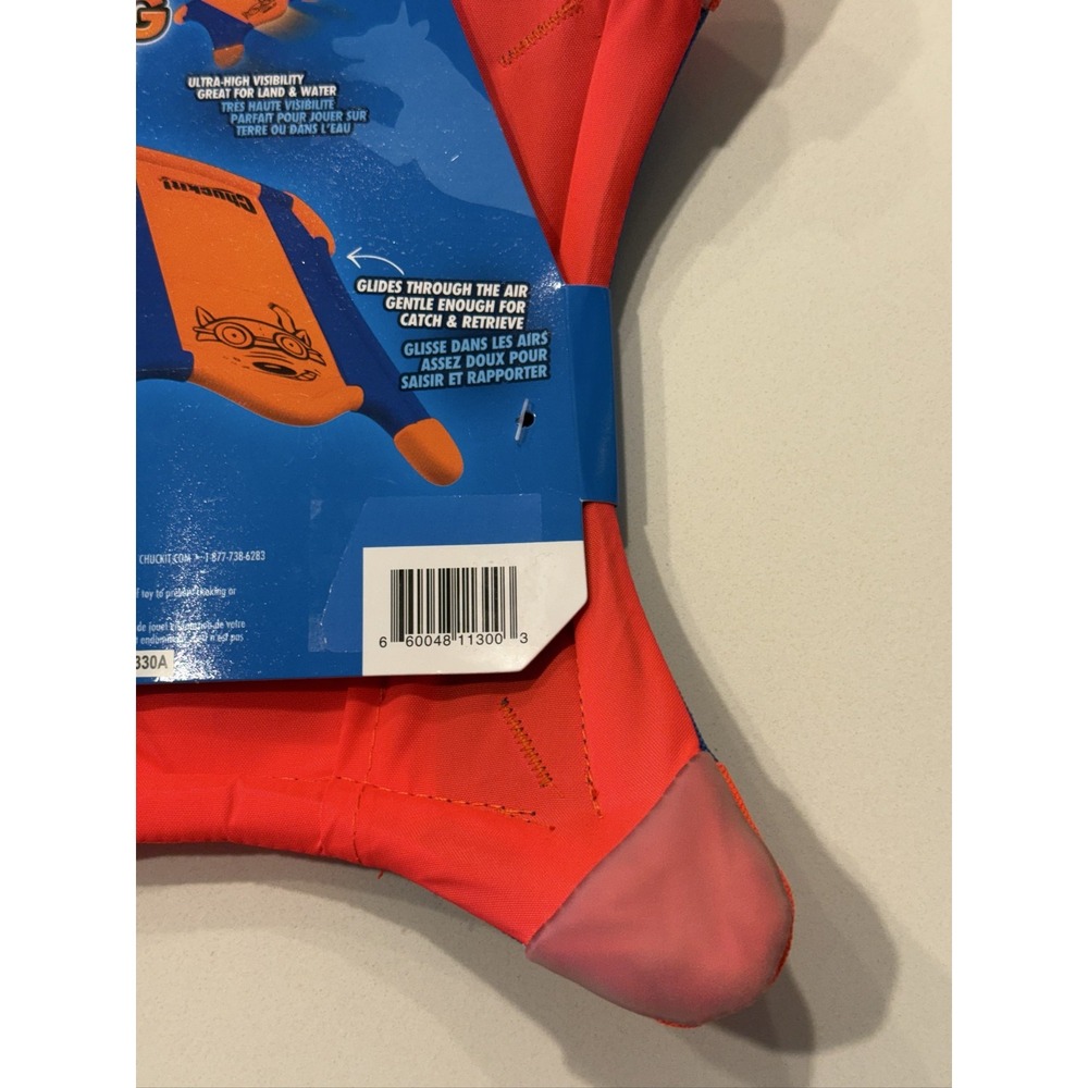Chuckit! Flying Squirrel Medium Floating Canvas Dog Toy Orange Blue - Picture 10 of 16